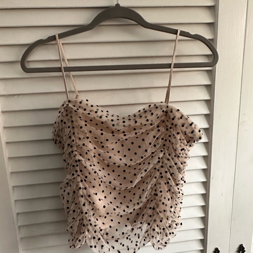 LOFT Women Size 6 Beige and Black Camisole / Spaghetti Straps